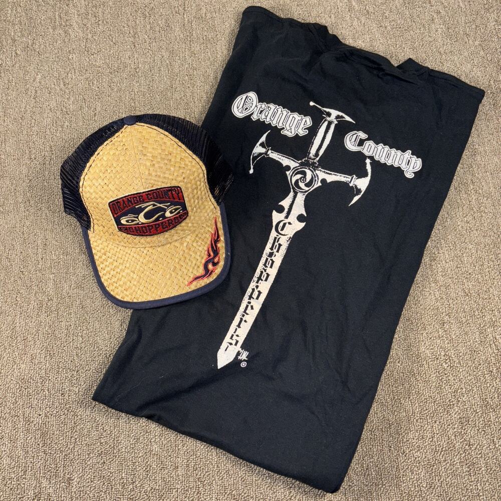 Orange County Choppers Vintage 2003 T-shirt Snap Back Hat Combo Large NWT
